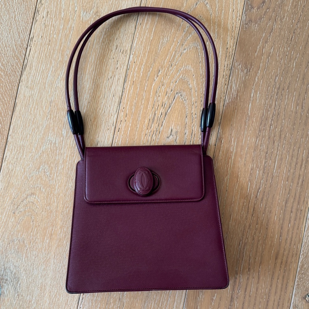 Authentic Vintage Cartier Must de Cartier Burgundy Leather Shoulder Bag